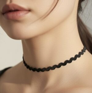 NEW Black Wavy Zig Zag Dainty Handmade Choker Necklace